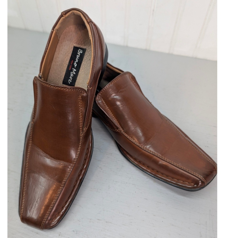 Bruno Marc Giorgio-1 Square Toe Slip On Loafers Dress Shoes Men's 6.5 Brown - Picture 1 of 6